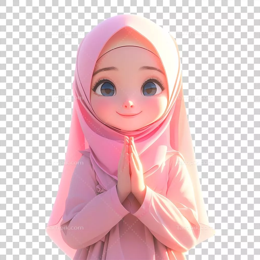 عکس دوربری شخصیت کارتونی زن مسلمان با طراحی زیبا و جذاب به سبک سه بعدی
