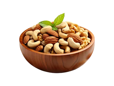 عکس دوربری تصویری زیبا از یک کاسه آجیل با طراحی هوش مصنوعی