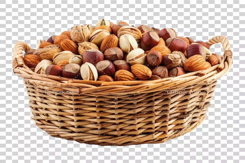 عکس دوربری سبد پر از نعمت های طبیعت: تصاویری زیبا از محصولات طبیعی
