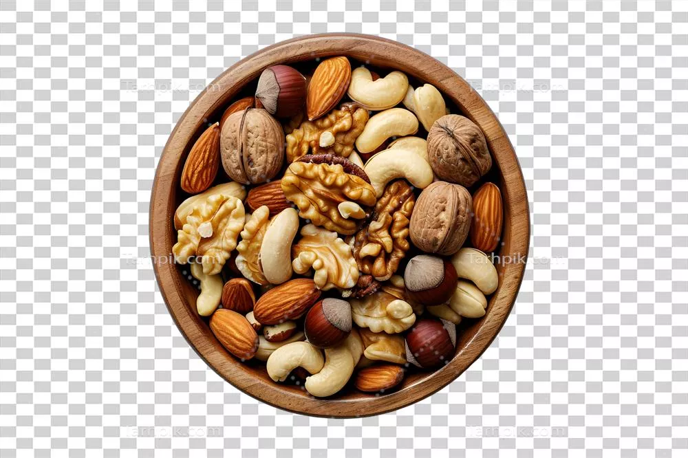 عکس دوربری نمایی زیبا از حبوبات در یک کاسه چوبی با طراحی هوش مصنوعی