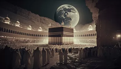 عکس تصویری زیبا از کعبه در موسم حج و مناسک عمره در مکه