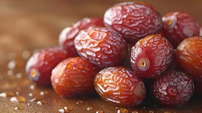 عکس تصویری زیبا از درخت نخل و میوه های خرما در پس زمینه ای دلنشین