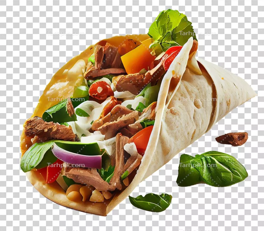 عکس دوربری طرز تهیه کباب لذیذ با گوشت بره و سبزیجات در نان پیتا