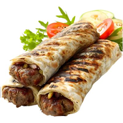 عکس دوربری تصویری زیبا و واقع گرایانه از کباب گوساله کبابی با پس زمینه شفاف