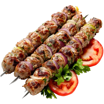 عکس دوربری تصویری زیبا و واقع گرایانه از کباب گوساله کبابی با پس زمینه شفاف