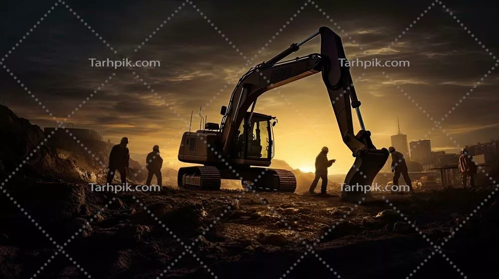 عکس ماشین حفاری در حال فعالیت: نمایی از عملیات خاکبرداری