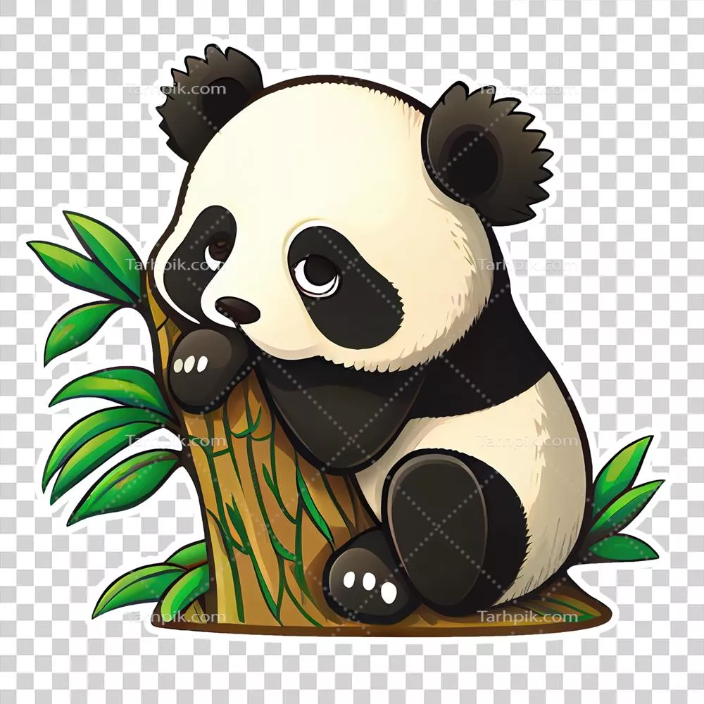 عکس دوربری استیکر کارتونی پاندای ناز و دوست داشتنی برای تزئین دفترچه ها و لپ تاپ ها