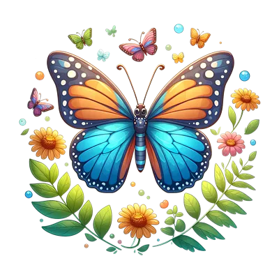 عکس دوربری تصویری زیبا و جذاب از پروانه کارتونی با طراحی هوش مصنوعی