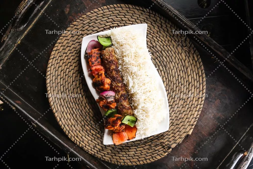 عکس چلو کباب با تیکه مرغ و برنج، غذایی خوشمزه و محبوب ایرانی