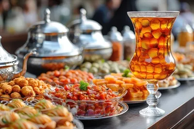 عکس غذاهای متنوع برای افطار در ماه رمضان با طراحی هوش مصنوعی