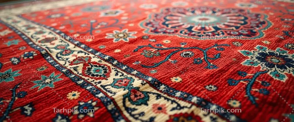 عکس فرش قرمز با الگوی گلدار: زیبایی و جذابیت در دکوراسیون داخلی