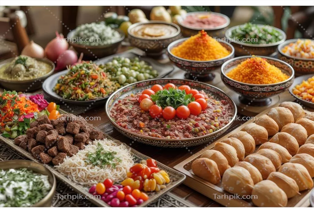 عکس غذاهای متنوع برای افطار در ماه رمضان با طراحی هوش مصنوعی