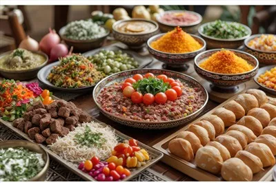 عکس غذاهای متنوع برای افطار در ماه رمضان با طراحی هوش مصنوعی