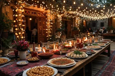 عکس غذاهای متنوع برای افطار در ماه رمضان با طراحی هوش مصنوعی