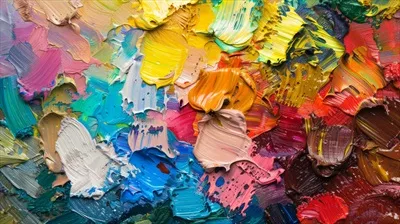 عکس تصویری زیبا از رنگ های زنده و متنوع در یک پالت هنری