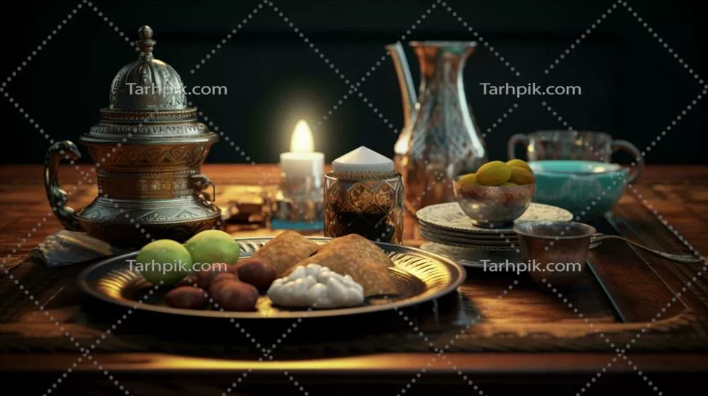 عکس الگوی طراحی پس زمینه غذاهای اسلامی با جزئیات زیبا و جذاب