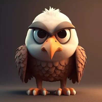 عکس شخصیت کارتونی عقاب سه بعدی جذاب و دوست داشتنی با طراحی هوش مصنوعی