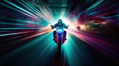 عکس مسابقه موتور سیکلت نئونی در پیست: تجربه ای هیجان انگیز و بصری