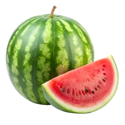عکس دوربری تکه ای از هندوانه تازه و خوشمزه بر روی پس زمینه ای ساده و زیبا