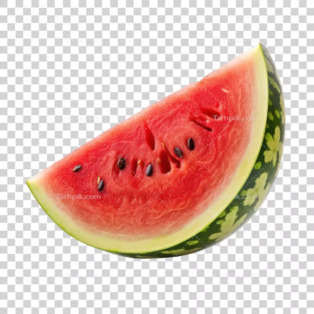 عکس دوربری تصویری زیبا و جذاب از هندوانه تازه و خوشمزه به صورت ایزوله