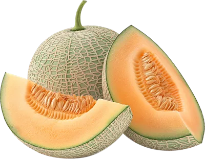 عکس دوربری نیمه برش خورده ملون خربزه با پس زمینه شفاف و زیبا