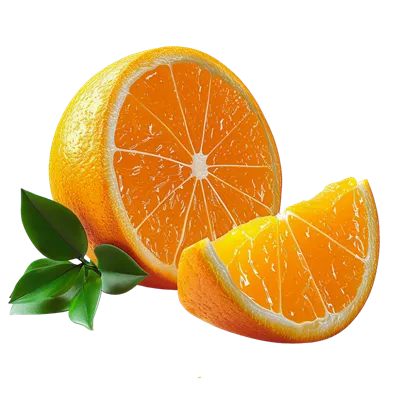 عکس دوربری برش تازه و واقعی پرتقال با جزئیات طبیعی و جذاب