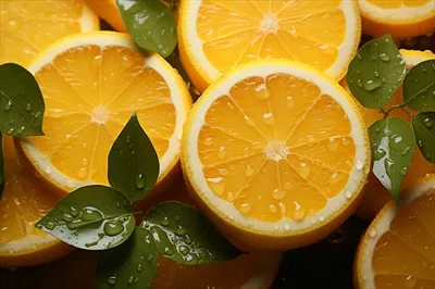 عکس ترکیب رنگی مرکبات: نارنجی و لیمو بر روی زمینه زرد ملایم