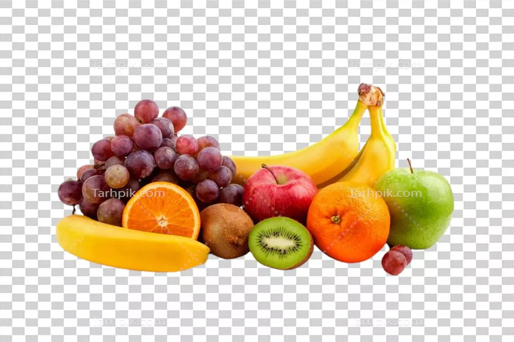 عکس دوربری ترکیب میوه های رنگارنگ با پس زمینه شفاف و جذاب