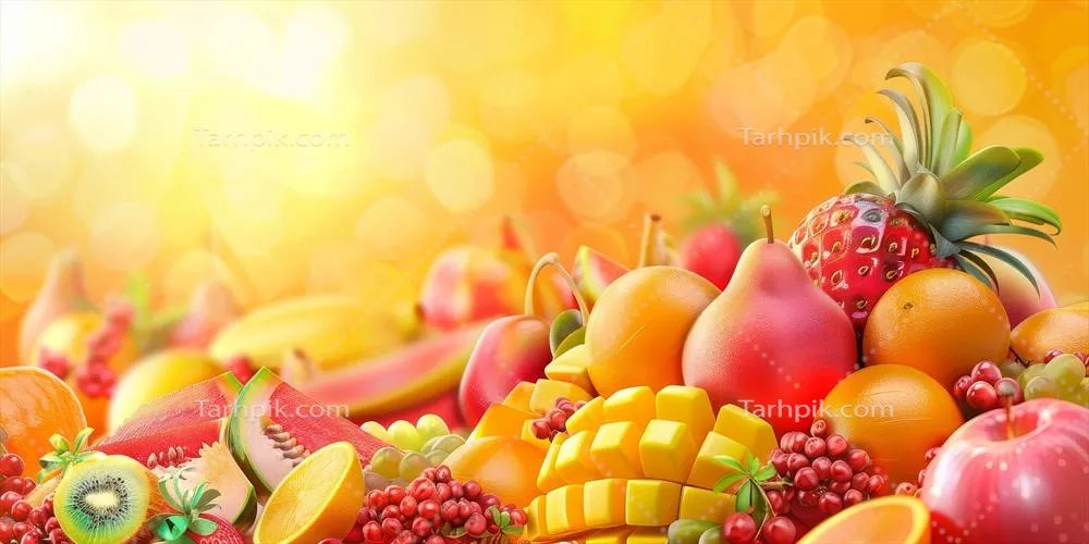 عکس مجموعه ای از توت ها و میوه های رنگارنگ و خوشمزه