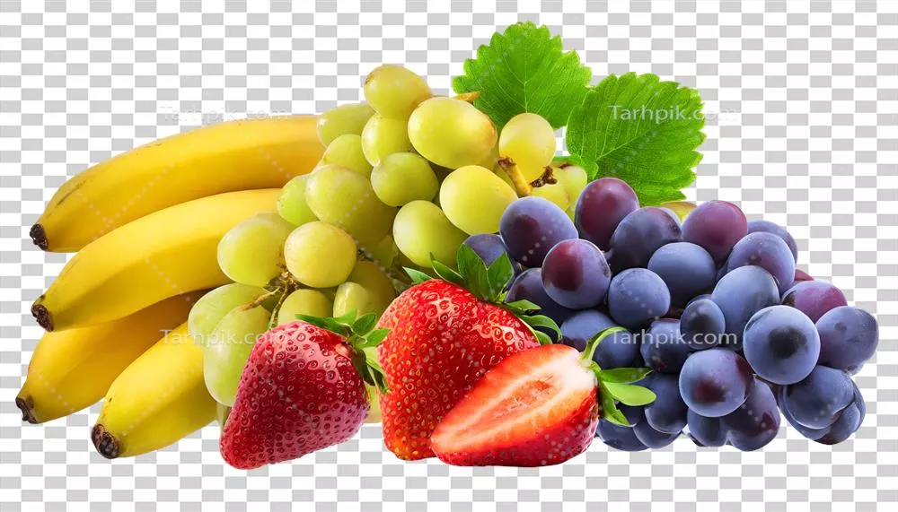 عکس دوربری تصویری زیبا و جذاب از ترکیب میوه های رنگارنگ و خوشمزه