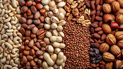 عکس پس زمینه طبیعی تولید شده با استفاده از انواع مختلف آجیل ها