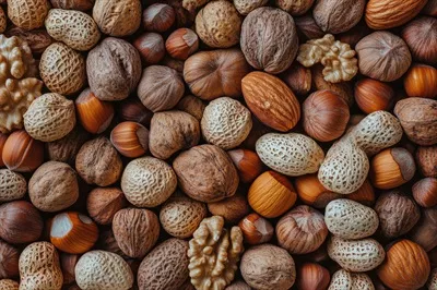 عکس ترکیب متنوع آجیل ها به عنوان پس زمینه ای با بافت غنی و طبیعی