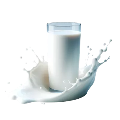 عکس دوربری یک لیوان شیر تازه با پاشش های بازیگوش و ترکیب زیبا برای تبلیغات محصولات لبنی