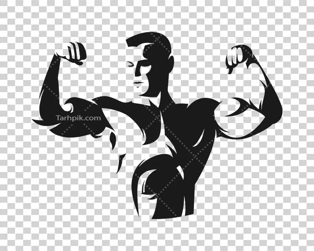 عکس دوربری تصویری از بدنساز در حال نمایش عضلات و قدرت بدنی با سیلوئت جذاب
