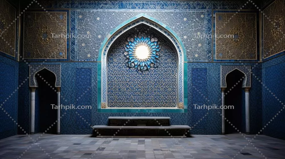 عکس میحراب زیبا و تزئین شده در یک مسجد با طراحی هنری و جذاب