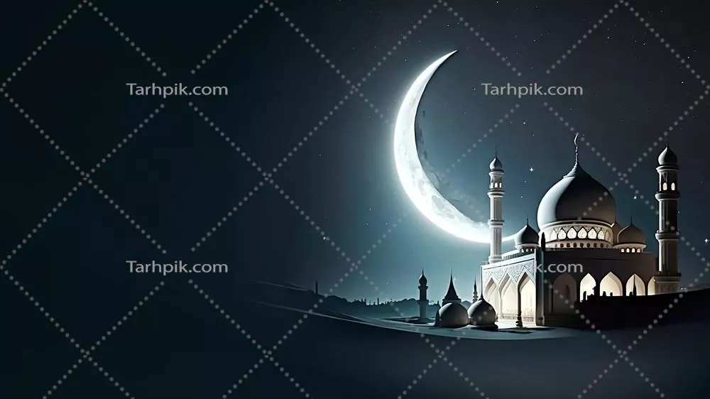 عکس تصویری زیبا از مسجد و فانوس در ماه رمضان با طراحی هوش مصنوعی