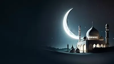 عکس تصویری زیبا از مسجد و فانوس در ماه رمضان با طراحی هوش مصنوعی