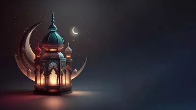 عکس تصویری زیبا از مسجد و فانوس در ماه رمضان با طراحی هوش مصنوعی