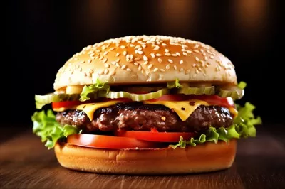 عکس ساندویچ چرب و خوشمزه فست فود با گوشت و طعم بی نظیر