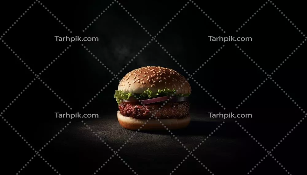 عکس برگر گوشت گریل شده با پنیر، گوجه فرنگی و پیاز - یک تجربه لذیذ