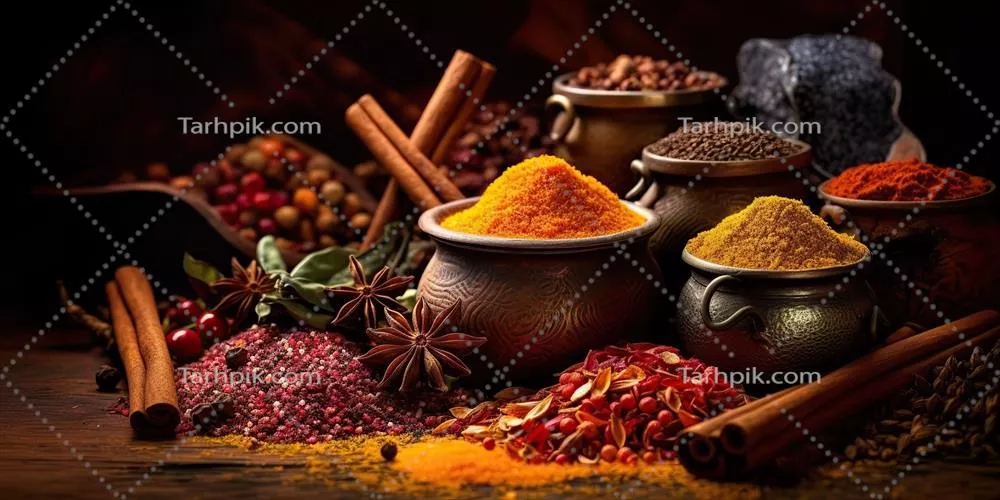 عکس مجموعه ای از ادویه های مختلف هندی برای طعم دهی به غذاهای خوشمزه