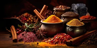 عکس مجموعه ای از ادویه های مختلف هندی برای طعم دهی به غذاهای خوشمزه