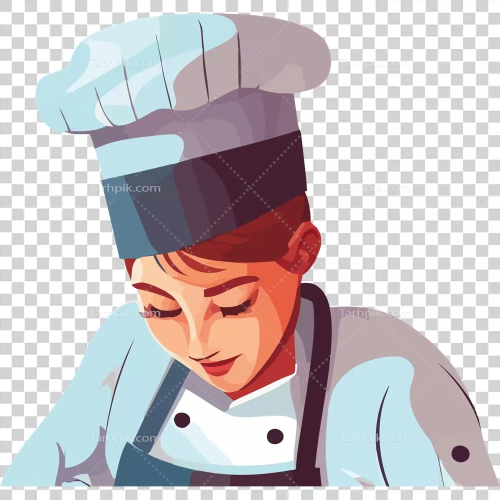عکس دوربری شخصیت کارتونی سرآشپز در حال پخت و پز غذا با جزئیات جذاب
