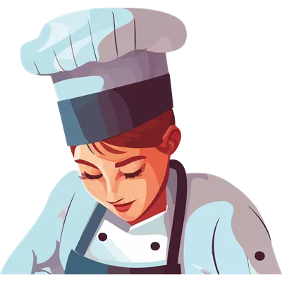 عکس دوربری شخصیت کارتونی سرآشپز در حال پخت و پز غذا با جزئیات جذاب