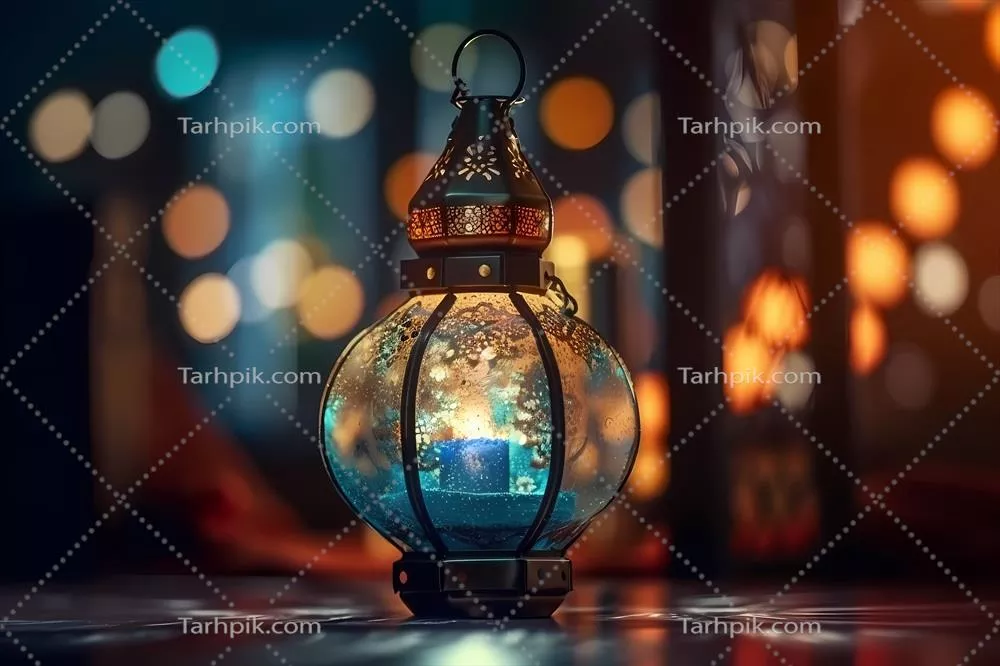 عکس طراحی پس زمینه تبریک ماه رمضان با افکت بوکه زیبا و الهام بخش