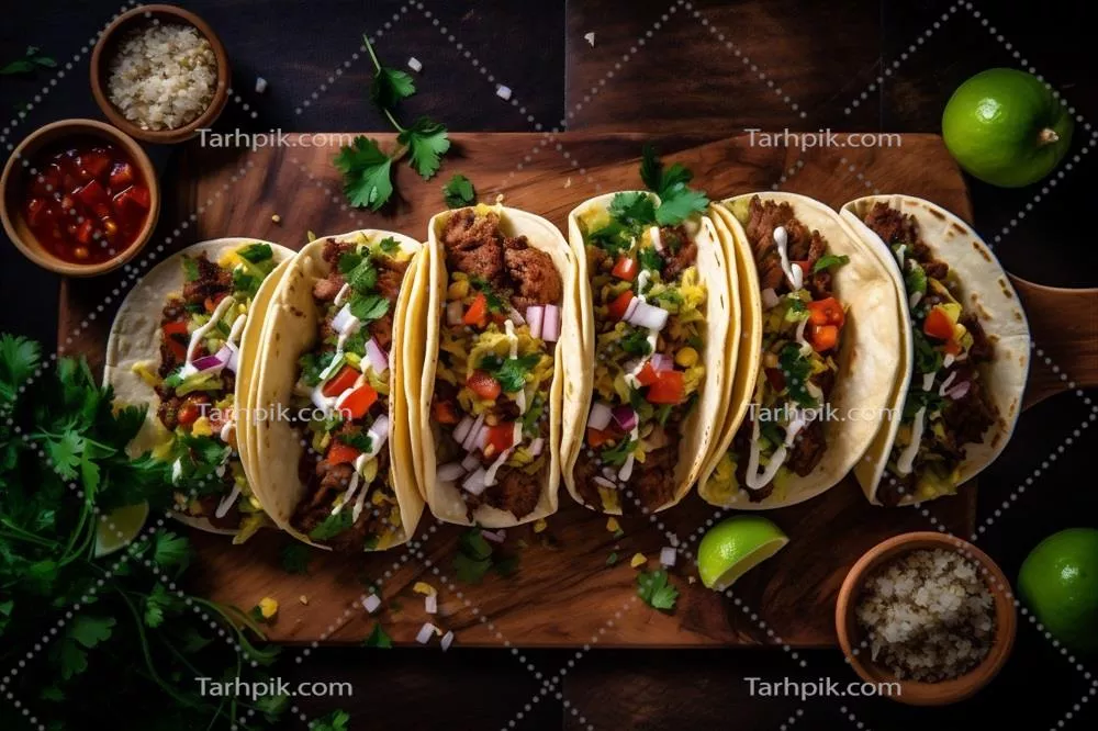 عکس طرز تهیه تاکو مکزیکی با سس تند و سبزیجات تازه و خوشمزه