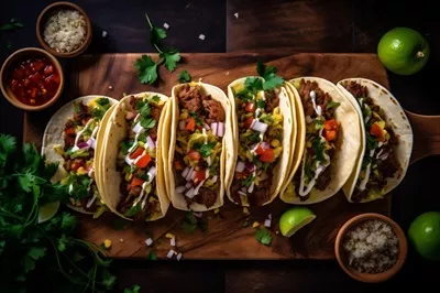 عکس طرز تهیه تاکو مکزیکی با سس تند و سبزیجات تازه و خوشمزه