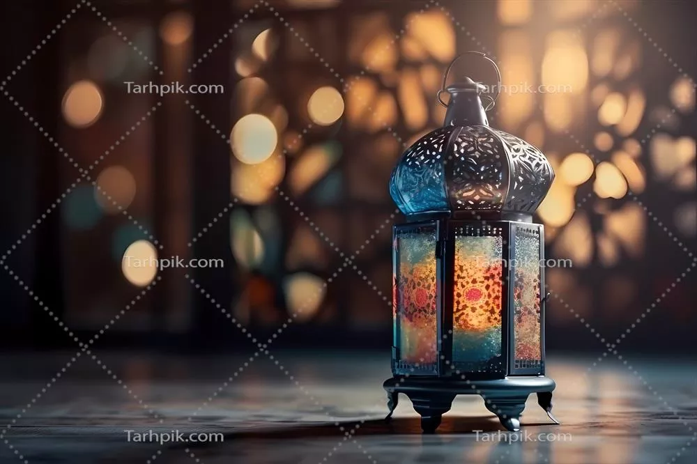 عکس طراحی پس زمینه تبریک ماه رمضان با افکت بوکه زیبا و جذاب