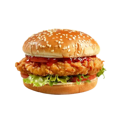 عکس دوربری برگر مرغ با کاهو و سس مخصوص، طعمی لذیذ و دلچسب