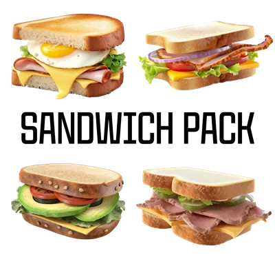 عکس دوربری ساندویچ خوشمزه با ژامبون، پنیر و تخم مرغ به همراه سبزیجات تازه